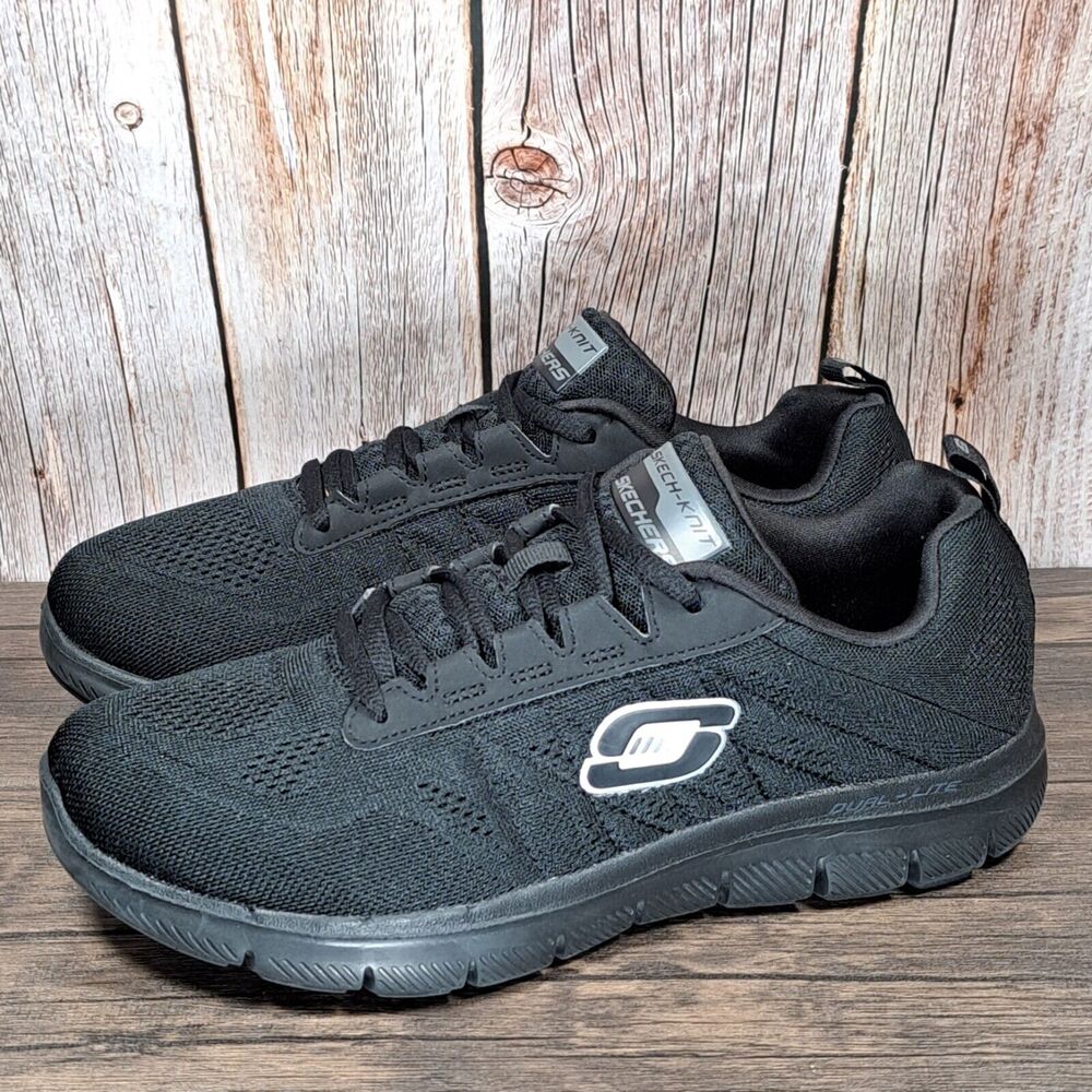 Skechers Flex Appeal Sweet Spot Black Stretch Knit Sneaker Women's Size 8.5